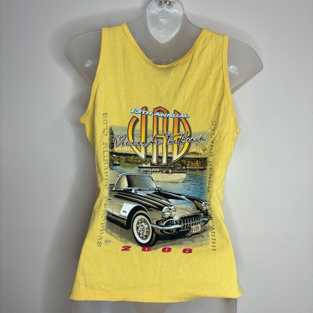 Y2K 2006 Car graphic tank top yellow 100% Cotton size small